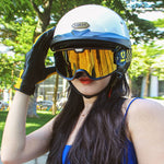 SOMAN Motorcycle Half Helmet Adjustable Helmet With Inner Mirror, M, L, XL, XXL