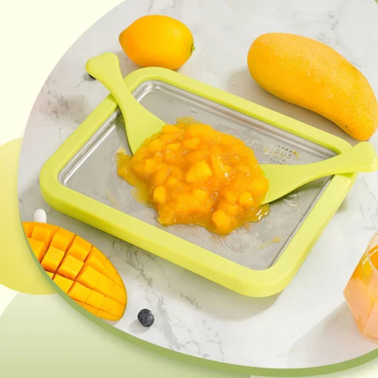 Mini Household Fried Yogurt Machine Children Homemade DIY Fried Ice Tray, Stainless Steel Green 26x21cm, Stainless Steel White 26x21cm, Stainless Steel Pink 22.5x17.5cm, Stainless Steel White 22.5x17.5cm, Aluminum Alloy White 22.5x17.5cm