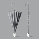 16 Bone Automatic Long Handle Double Sunny And Rain Dual Use Umbrella, With Waterproof Cover Beige, With Waterproof Cover Black, With Waterproof Cover Purple, With Waterproof Cover Green, With Waterproof Cover White, With Waterproof Cover Matcha       ...
