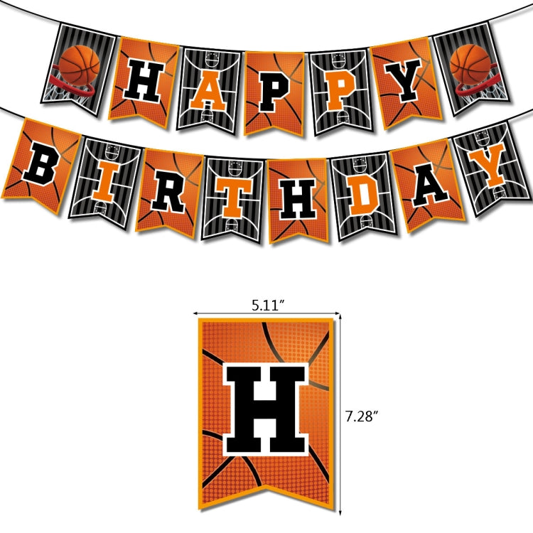 Basketball Theme Party Set Flag + Balloon + Cake Insert Set