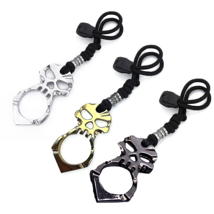Rose Thorn Single Finger Buckle Self-defense Broken Window Keychain, Skull(Black), Skull(Gold), Skull(Silver)