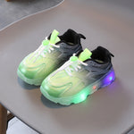 WISDOMFROG Girls Sneakers LED Light Up Boys Gradient Mesh Shoes Children Footwear, 21, 22, 23, 24, 25, 26, 27, 28, 29