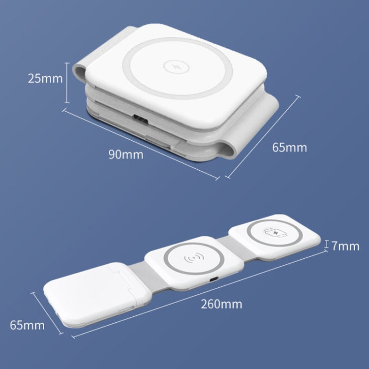 10-in-1 Magnetic Wireless Folding Charger With Data Cable Adapter Storage box, BM3093 (White), BM3093