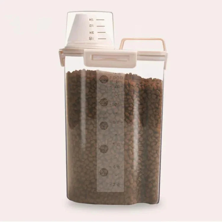 Pet Food Storage Bucket 4 Snap Dog Food Moisture Proof Sealed Storage Tank, 1.5L, 2.5L