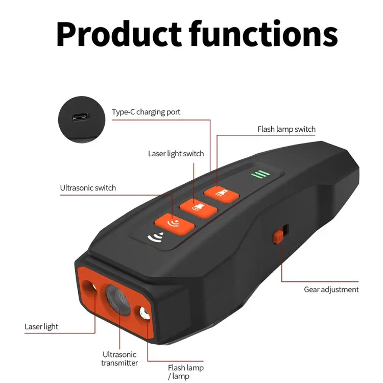 LED Flashing Light Handheld Ultrasonic Bark Arrester Frequency Conversion Dog Training Device, Black+Orange, Dark Gray, Gray+Orange