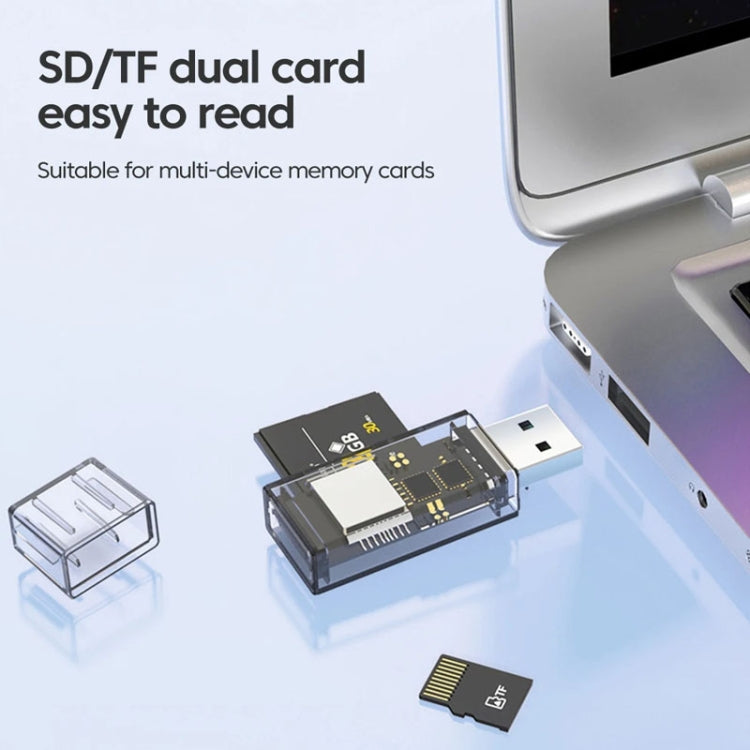 OTG Converter USB To SD/TF 2 In 1 Multi-Function Transparent Card Reader, Transparent
