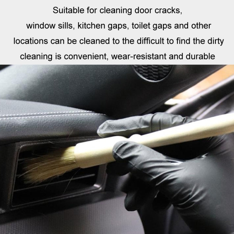 Car Interior Round Wooden Handle Air Vent Cleaning Brush, Wood Color