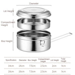 304 Stainless Steel Round Lunch Box, 14cm Single Layer, 16cm Single Layer, 16cm Double Layer