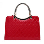 Large capacity PU Leather Diamond Pattern Ladies Handbag with Hanging Ornaments