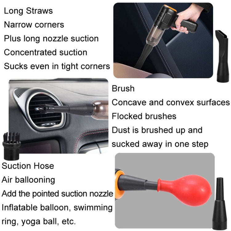 Car Vacuum Cleaner Large Suction Power Wireless Pump Inflatable Blower Handheld Small Vacuum Cleaner, Brush 200W+2 Filters+Storage Bag (Black), Brush 200W+3 Filters+Air Bag (Black), Brushless 260W+2 Filters+Storage Bag (Black)                          ...