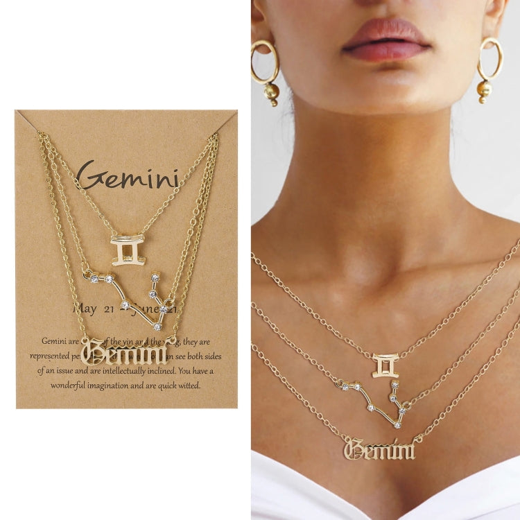 3 In 1 12 Zodiac Signs Necklace Set Retro Alphabet Symbols With Diamonds Jewelry Set, Scorpion Golden, Sagittarius Golden, Capricorn Golden, Taurus Golden, Pisces Golden, Leo Golden, Libra Golden, Cancer Golden, Aquarius Golden, Virgo Golden, Aries Gol...