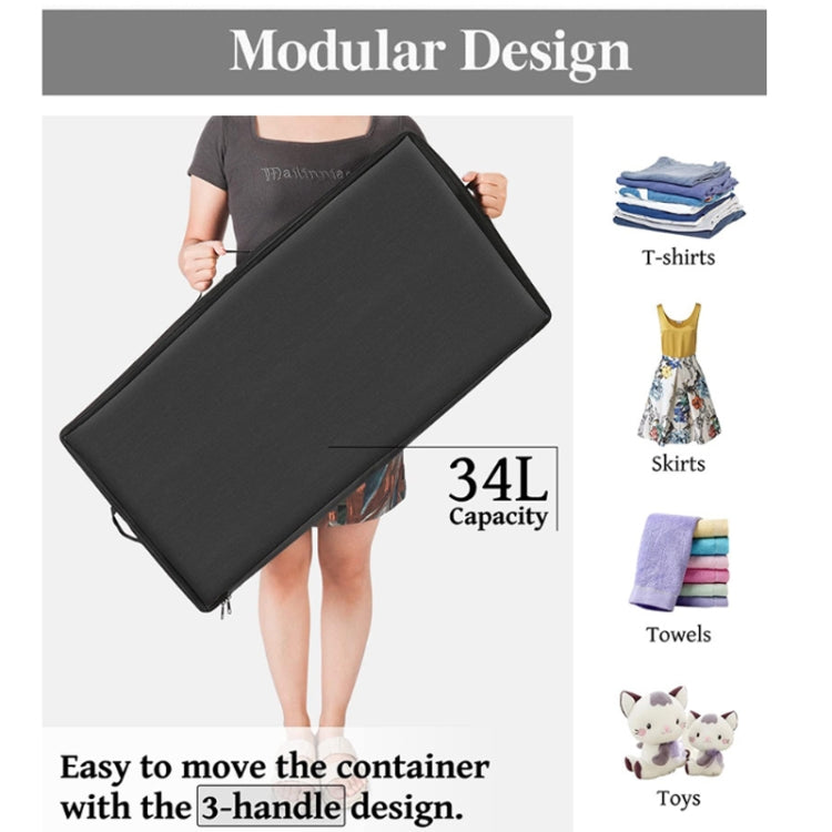 Foldable Under Bed Clothes Shoes Storage Bins with Wheels & Handles, Transparent Cover Gray 78x38x16cm