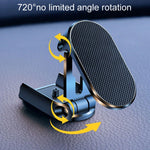 D11 Magnetic Folding Car Phone Holder Rotatable Dashboard Stick-On Navigation Stand, Black Frosted, Silver Frosted