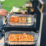Stainless Steel Square BBQ Basket Heightened Handle Anti-scalding Grill Basket, 42.5x28x10.5