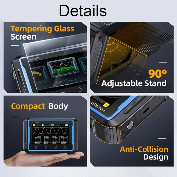 FNIRSI 2C53P Dual Channel Flat Panel Digital Oscilloscope Multimeter Signal Generator 3 In 1, 2C53P