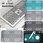 Silicone Sink Mat Cuttable Sink Pad Kitchen Cabinet Mat Dish Drainer Mat 66 x 35cm
