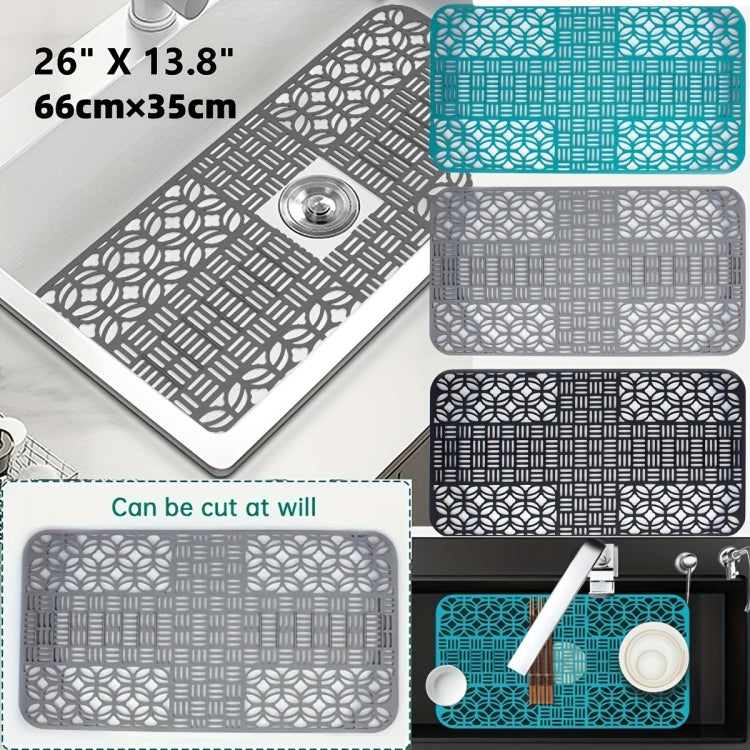 Silicone Sink Mat Cuttable Sink Pad Kitchen Cabinet Mat Dish Drainer Mat 66 x 35cm