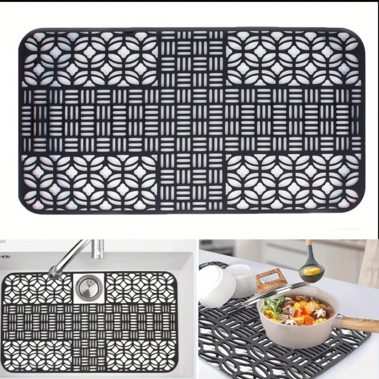Silicone Sink Mat Cuttable Sink Pad Kitchen Cabinet Mat Dish Drainer Mat 66 x 35cm