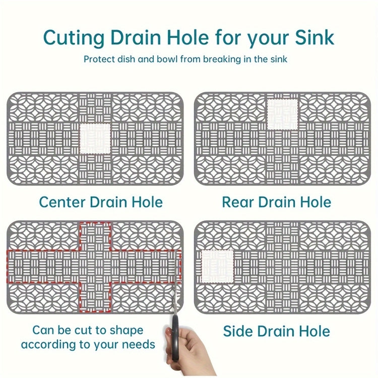 Silicone Sink Mat Cuttable Sink Pad Kitchen Cabinet Mat Dish Drainer Mat 66 x 35cm