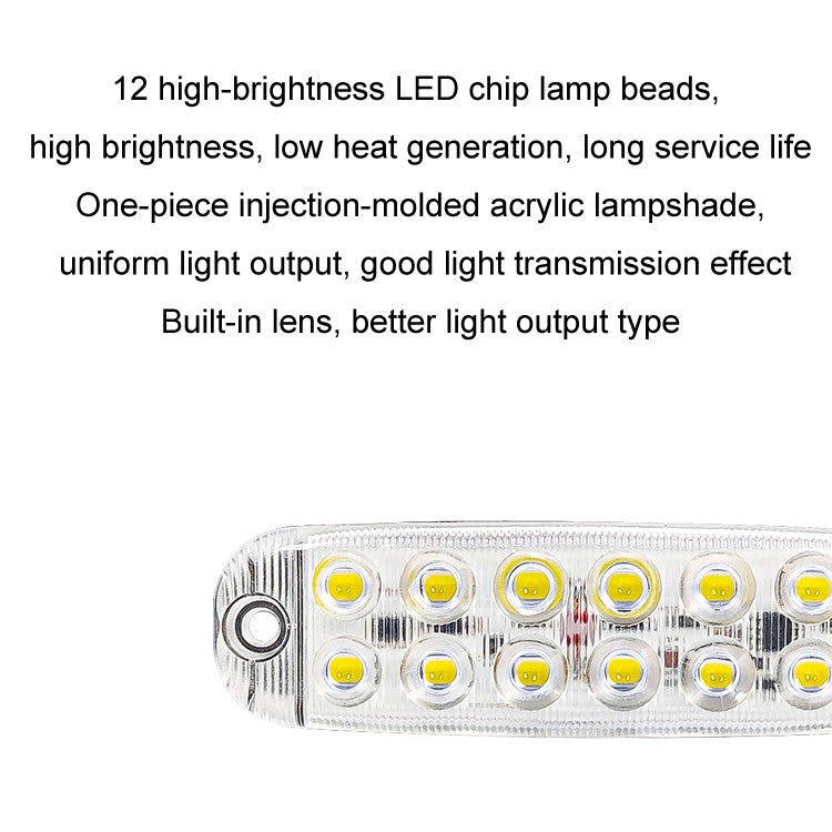 6pcs 12-Bead LED Flashing Warning Lights Motorcycle RV Signal Lights, White Light, Yellow Light, Red Light, Blue Light, Green Light