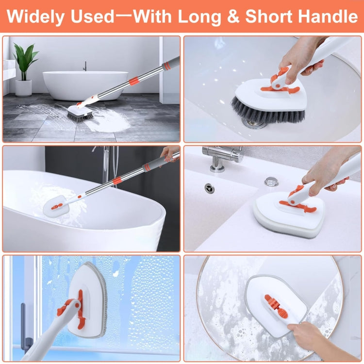 Shower Cleaning Brush With 52 Inch Adjustable Handle Tub Tile Scrubber Brush, Set 1, Set 2, Set 3, Set 4, Set 5