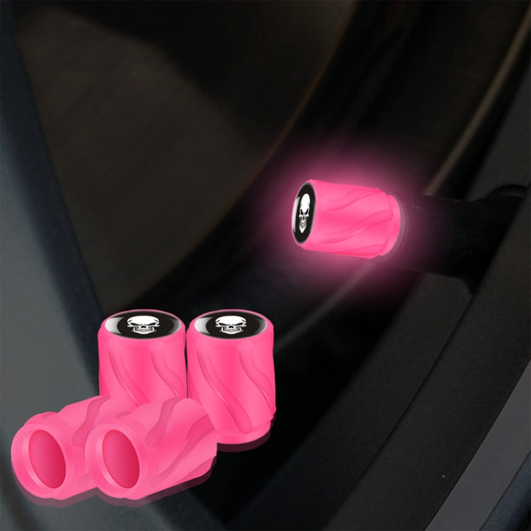 4pcs /Set Luminous Car Motorcycle Tire Modified Valve Cap, Orange Red White Skull, Orange Red Black Flag, Orange Red Red Skull, Orange Red Sports Car, Pink White Skull, Pink Black Flag, Pink Red Skull, Pink Sports Car, Yellow White Skull               ...