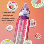 1000ml Large Capacity Fruity Water Bottle With 7 Flavor Rings Straw Drinking Cup Tritan Flavored Water Mug