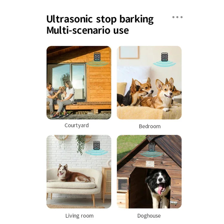 AI Intelligent Recognition Ultrasonic Bark Stopper Portable Dog Training Device Repellent, Black