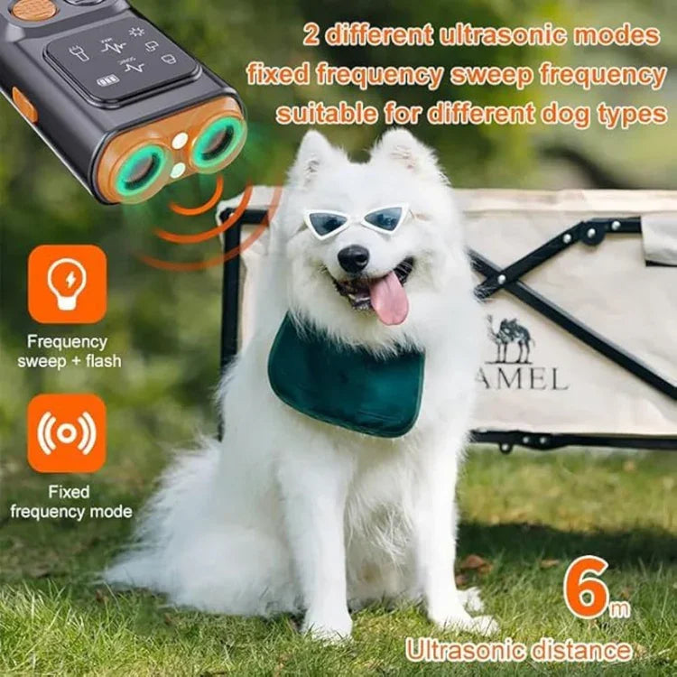 Ultrasonic Dual Head Dog Repeller Bark Stopper With High Power LED Flash Light, P7