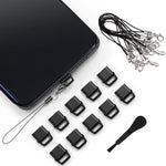 USB-C Charging Port Phone Dust Plug Lanyard Cleaning Brush Set