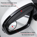 Car Mirror Reversing Shield Rain Brow 2 In 1 Carbon Fiber Reflective Auxiliary Mirror Cover, 2pcs / Set