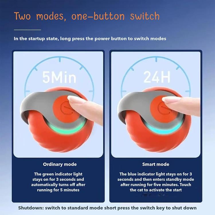 Smart Self Rolling Ball Interactive Cat Toys USB Rechargeable Cat Ball Two Speed Adjustment, TUTU Blue, TUTU Orange