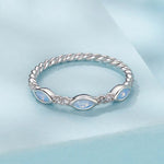S925 Sterling Silver Platinum-Plated Zircon Nano Opal Ring, 6, 7, 8