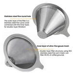 304 Stainless Steel Coffee Filter Reusable Mesh for Pour Over/Drip Coffee Maker, 1-2 Cups, 2-4 Cups, 4-6 Cups