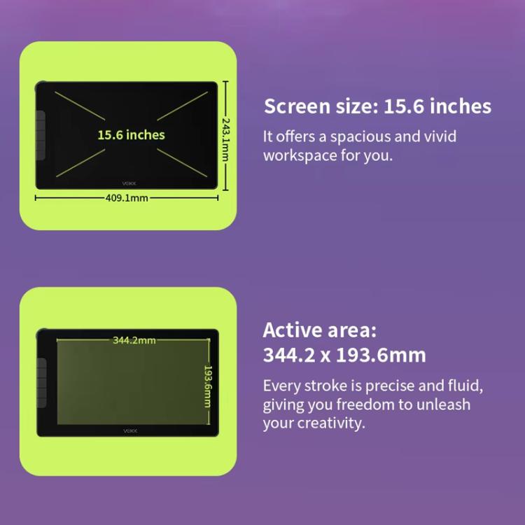 VEIKK VK1600 15.6 Inch Digital Drawing Screen Electronic Drawing Screen Compatible With Mobile Phone