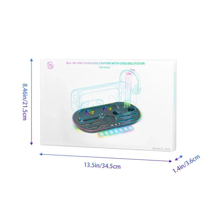 For Nintendo Switch 2 JYS NS2322 With RGB Light Charging Base Cooling Charging Storage Integrated Base