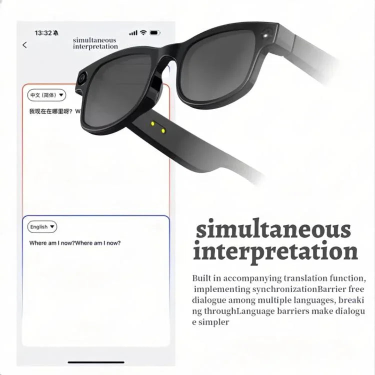 AIMB-G1 Smart Glasses with 5MP Camera & Real-Time AI Translation 1080P Stabilized Video, 3 Lens Kit, AIMB-G1