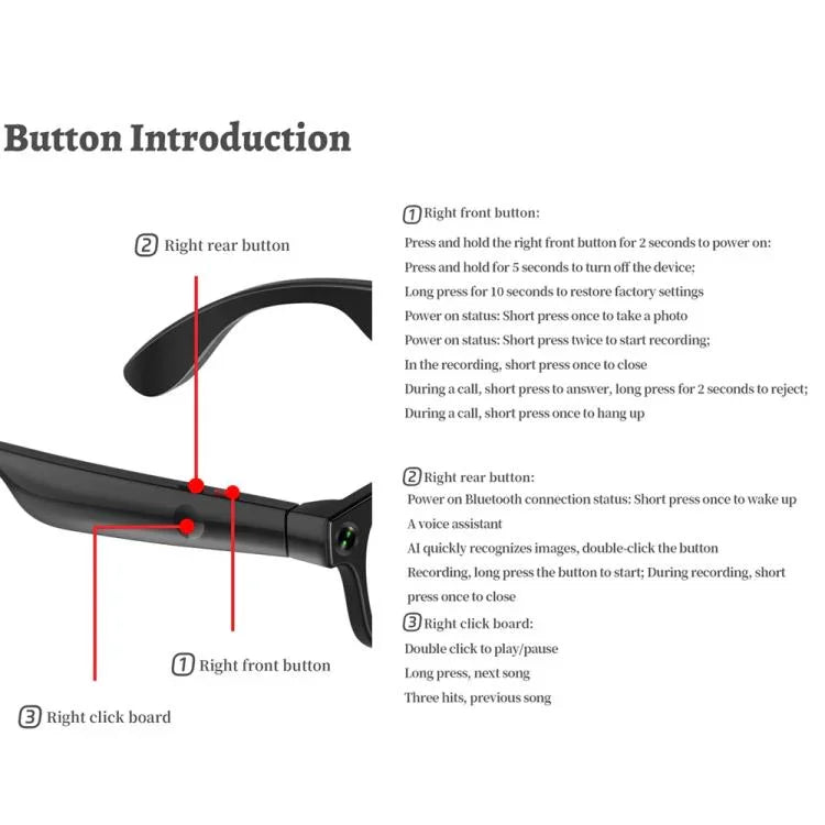 AIMB-G1 Smart Glasses with 5MP Camera & Real-Time AI Translation 1080P Stabilized Video, 3 Lens Kit, AIMB-G1