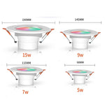Compatible With Tuya WIFI & Bluetooth Recessed Ceiling Light RGB+CW+WW Dimmable LED Downlight, 5W 2.5inch, 7W 3.5inch