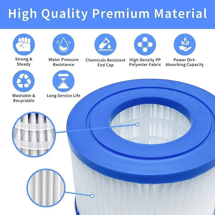Pool Cleaner Filter Replacement Cartridge for Bestway, Lay-Z-Spa, Coleman, SaluSpa, and Intex, VI Cartridge