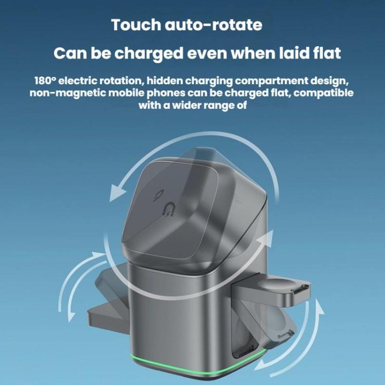 3 in 1 Metal Magnetic Wireless Charging Rotating Base Stand