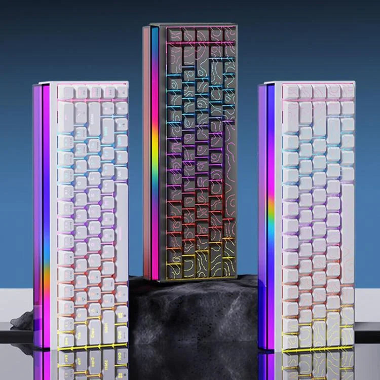NACODEX NK68 Magnetic Shaft Mechanical Dazzle Color Wired Keyboard Office Computer Gaming 68 Keys Keyboard, Ordinary White, Contour Line White, Contour Line Black