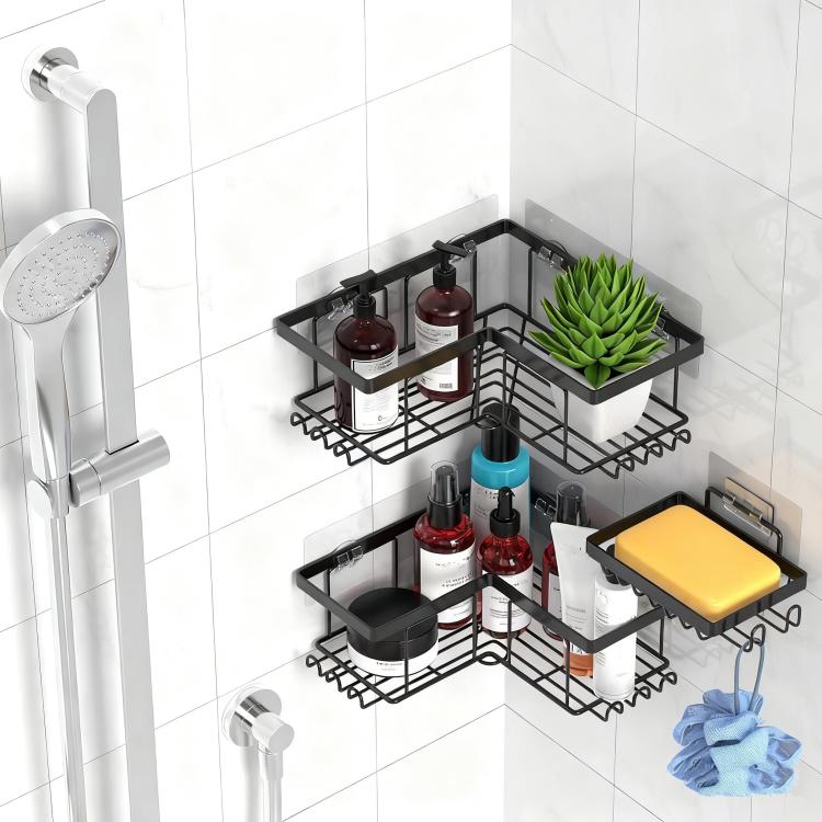 Punch-Free Bathroom Wall-Mounted Shower Gel Storage Rack