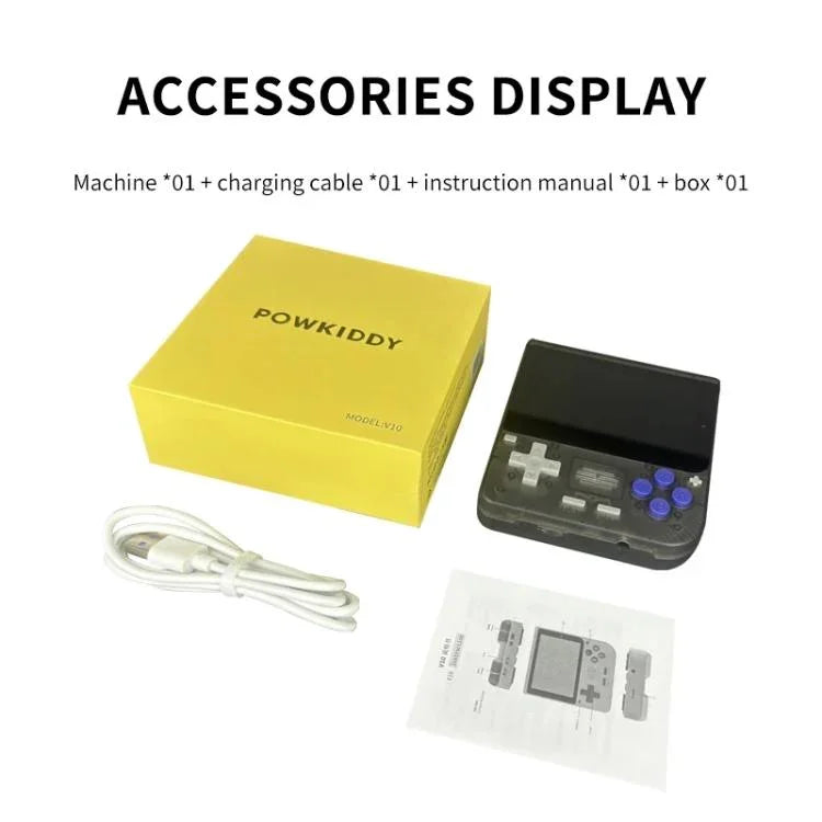 POWKIDDY V10 Retro Handheld Game Console 3.5-inch IPS OCA Full Fit, Quad-Core Cortex-A35 1.5GHz, 64G, 128G