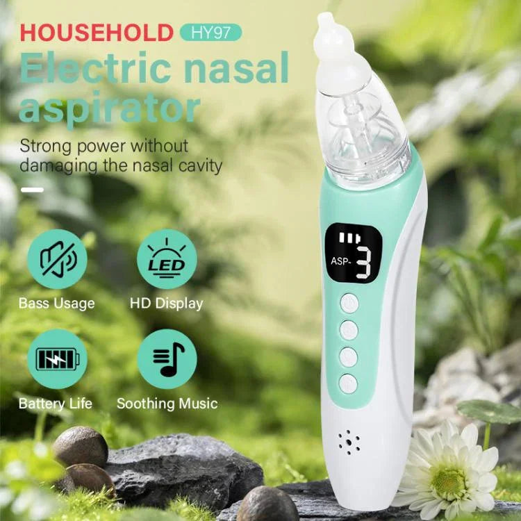Electric Baby Nasal Aspirator with 3 Food-Grade Silicone Tips, Soothing Piano Music & Soft LED Lights