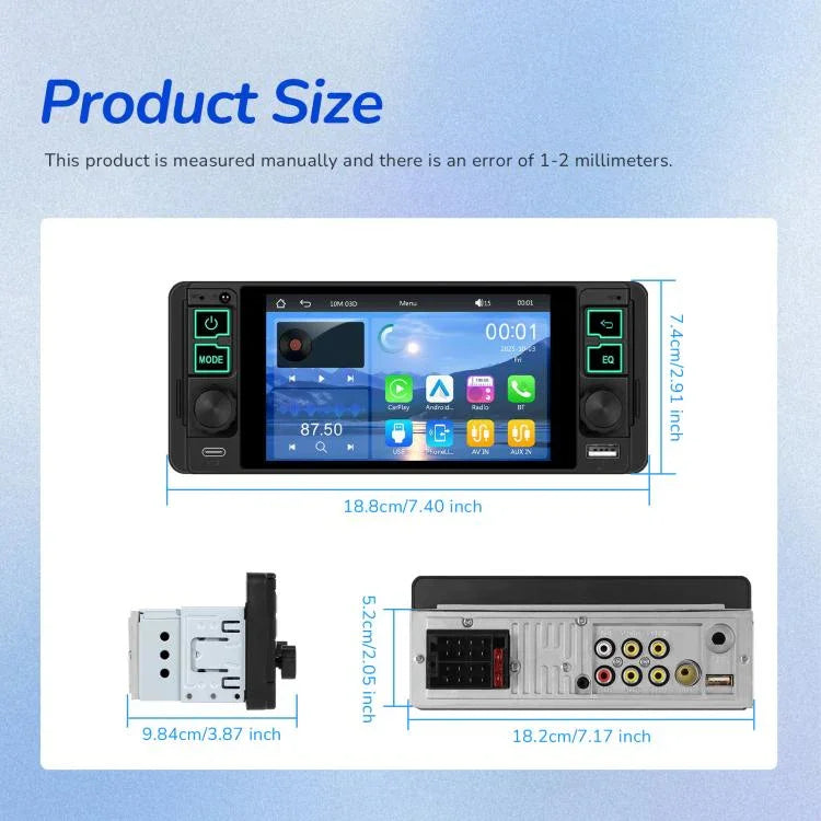 5.1 inch Horizontal Screen Single-seat Universal MP5 Player With Wireless Carplay Function Integrated Machine, Standard, Standard+12 Light Camera