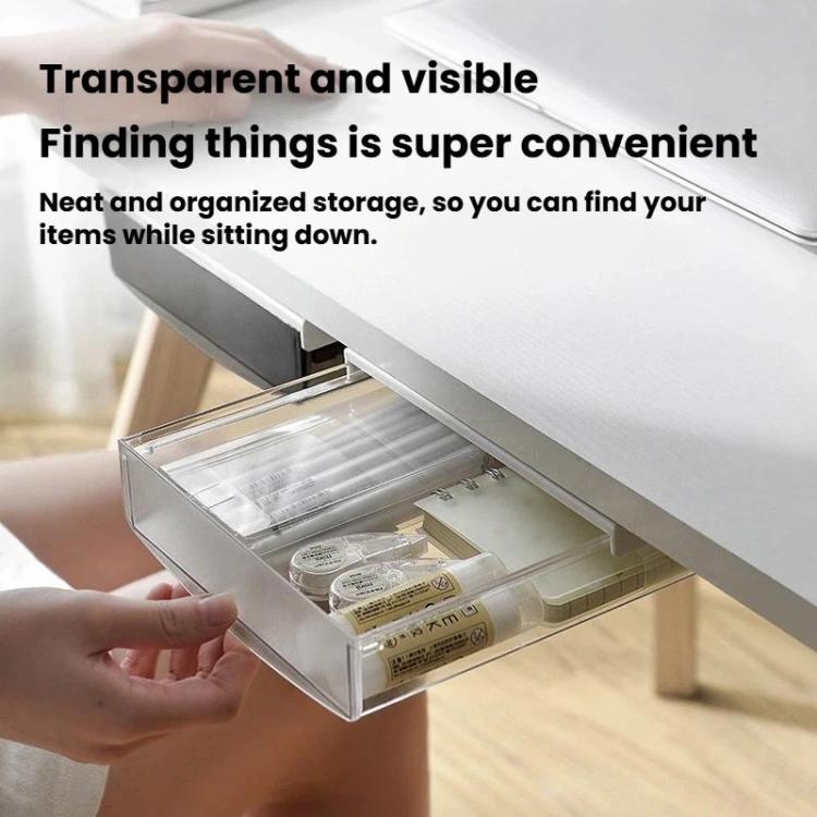 Hidden Under-Desk Drawer Storage Box Drill-Free Organizer Box, Transparent White Small, Transparent Black Small, Matte Black Medium, Matte Transparent Medium, Transparent Black Large, Transparent White Large, Matte White Large, Matte Black Large       ...