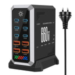 6 Type-C+4 USB Multi-Port 660W High Power Charger Gallium Nitride Desktop Charger, US Plug, UK Plug, EU Plug, AU Plug