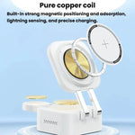 15W 3 In 1 Retractable Cable Magnetic Wireless Charger Foldable Desktop Charging Stand