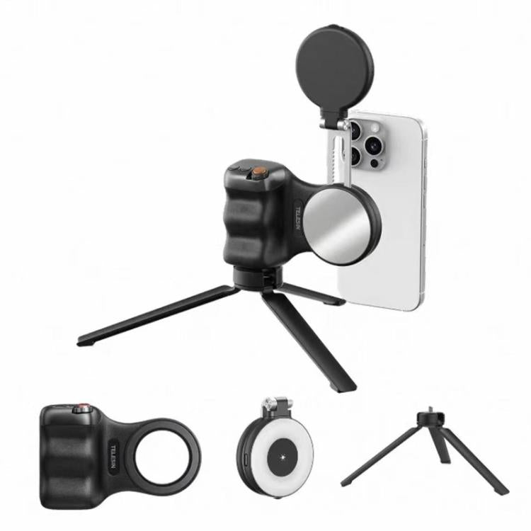 TELESIN Magnetic Phone Mounting Aid Photography Handle Remote Control Assistant, White Camera Grip+Silver Fill Light, White Camera Grip+Tripod+Silver Fill Light, White Camera Grip+White Fill Light, White Camera Grip+Tripod+White Fill Light             ...